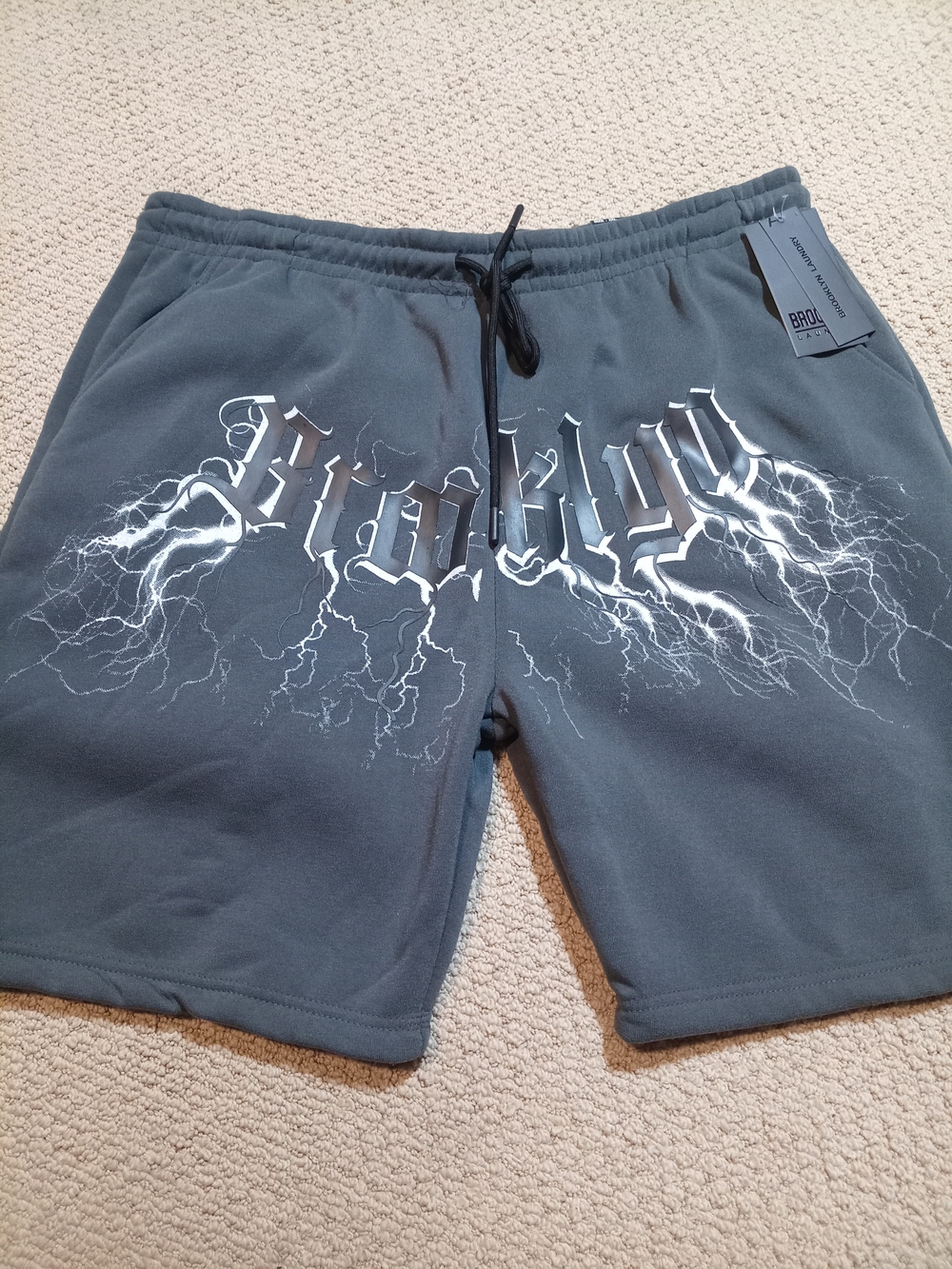 Gray/Charcoal Athletic Shorts with Graphic Design Sz XXL